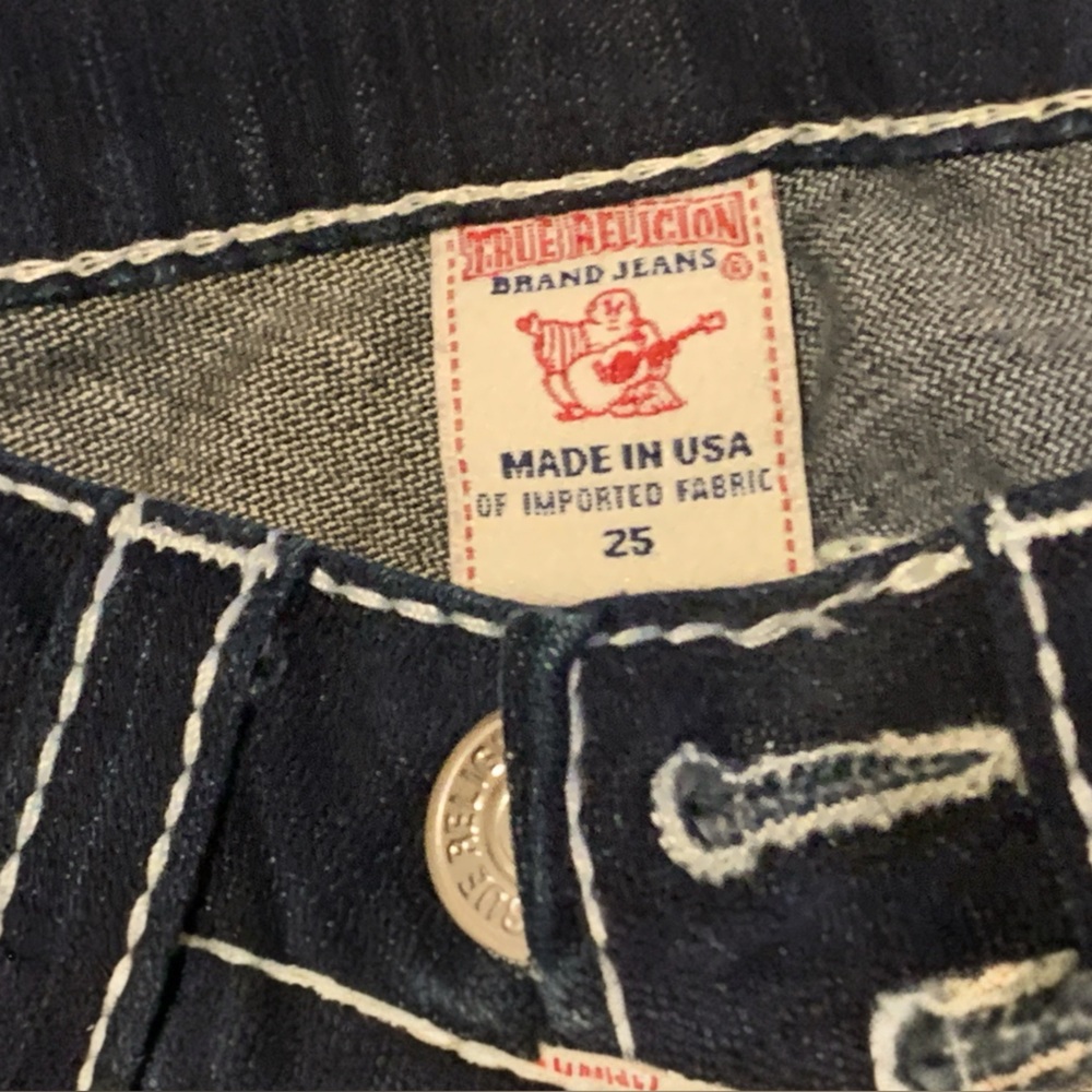 True Religion Women’s Joey Big T Twisted Flare Dark Denim Jeans - Size 25 NWOT - Picture 10 of 12
